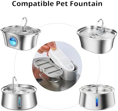 Cat Water Fountain Filter Pet Drinking Fountain Filter for 3.2L/108oz Cat Drinking Fountain and 4L/134oz Stainless Steel Pet Water Fountain (6 Filters & 6 Pre-Filter Sponges) - Image 2