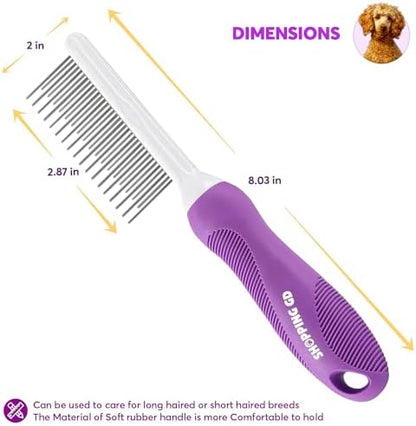 Detangling Pet Comb for Dogs & Cats with Long & Short Stainless Steel Metal Teeth for Removes Tangles and Knots - Detangler Grooming Tool for Dematting Matted Fur. - Image 3
