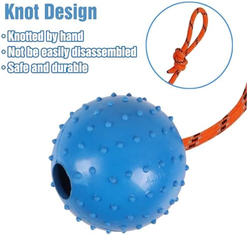 2 Pack Dog Ball, K9 Ball on Rope for Reward, Fetch, Play (Blue and Red) - Image 3