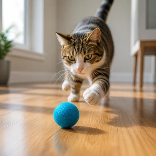Wool Cat Toys - Felt Cat Toy Balls for Small Pet Fetch and Play - Eco Friendly Quiet Wool Ball Cat Toy for Cats and Kittens - 6 PCS Choose Your Colors (Aqua) - Image 6