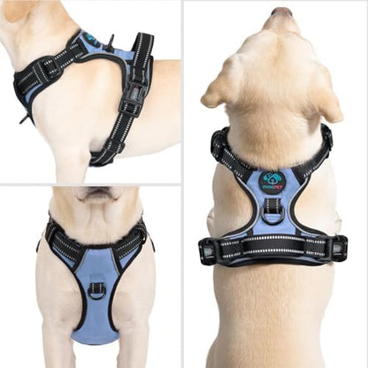 PHOEPET No Pull Dog Harness Reflective Adjustable with 2 Metal Leash Hooks - Image 2