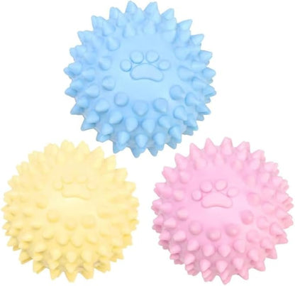 3Pcs Colorful Dog Chew Toys for Aggressive Chewers, Dogs Toy Spiky TPR Ball No Squeak Chew Toy Long Lasting for Aggressive Heavy Chewers Dogs Puppy Teething Training Spiky Rubber Ball Toy