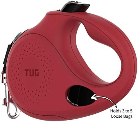 TUG Oval 360° Tangle-Free Retractable Dog Leash with Integrated Waste Bag Dispenser (Large, Red) - Image 2