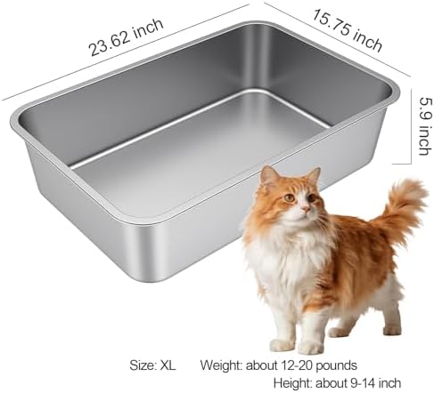 X-Large High Sided Stainless Steel Cat Litter Box - Image 2
