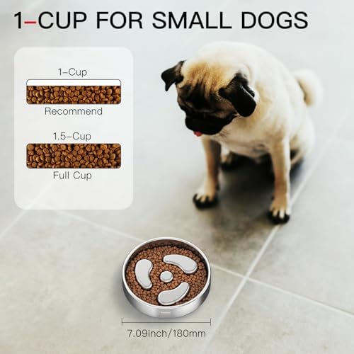 Feedoo Slow Feeder Dog Bowl-1Cup for Small Puppy, Double-Layer 304 Stainless Steel Puzzle Bowl, Anti-Choking for Fast Eaters, Heavy-Duty Non-Slip Base, Dishwasher Safe - Image 2