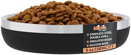 Master Pet Supply Stainless Steel Cat Bowls 9 oz Heavy Duty Black Velvet by MasterPetSupply