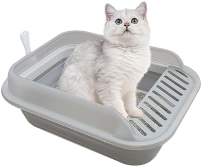 Collapsible Kitten Litter Box Low Entry Small Cat Litter Box L by chuyouan
