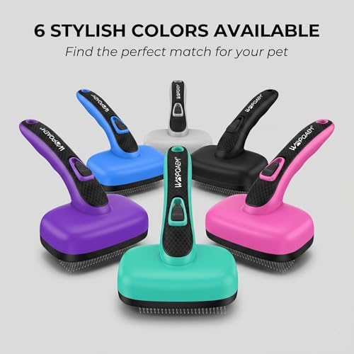 Self Cleaning Slicker Brush for Dog and Cat Shedding, Grey - Image 4