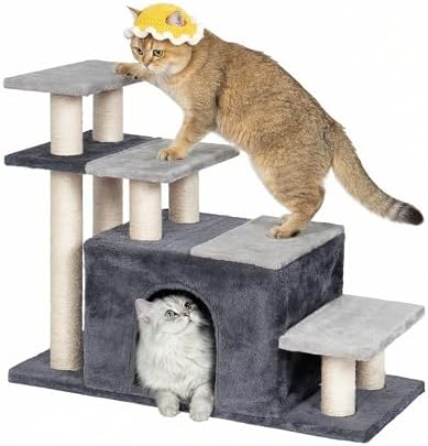 Aechonow 4-Tier Cat Stairs for High Bed with 22'' Cat Scratching Post by Aechonow