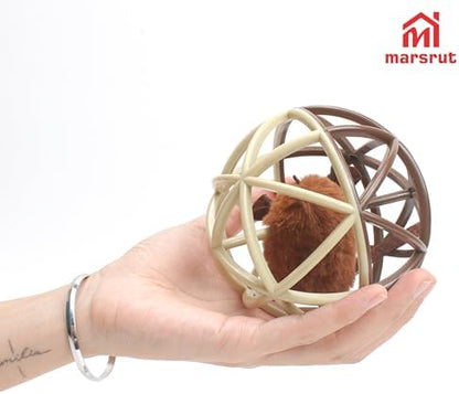 Squeaky Mouse Ball Cat Toy with Simulated Sound, Mouse Inside Cage, Squeky Balls for Cats to Play with Indoor, Squeak Interactive Plastic Funny Toys Best for Chewing Training Playing Chasing (Beige) - Image 3