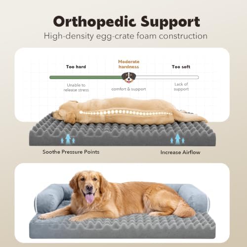 MEKIY Orthopedic Waterproof Dog Bed Pet Couch with Bolster for Medium Dogs - Image 4