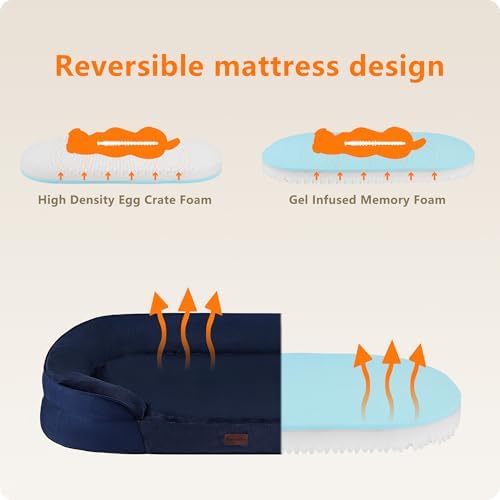 Dwanton Orthopedic Waterproof X-Large Dog Bed Sofa, Gel Memory Foam, 45" - Image 3