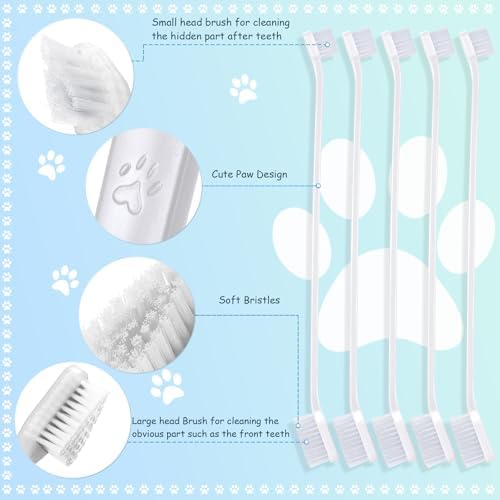 Honeydak 70 Pcs Dog Tooth Brush Dual Headed Pet Toothbrush, White - Image 3