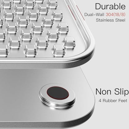 Feedoo Double Wall Stainless Steel Lick Mat for Dogs & Cats - Chew Proof & Whisker Friendly, Non-Slip Base, for Calm Feeding & Anxiety Relief - Dishwasher Safe Slow Feeder Pad [1Pack] - Image 2