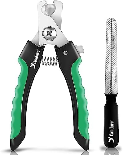 Candure Dog Nail Clippers Professional Pet Nail Clipper Suitable for Cats, Rabbits and Guinea Pigs - Safety Lock/Protective Guard to Avoid Over Cutting (Green, Medium to Small) by Candure