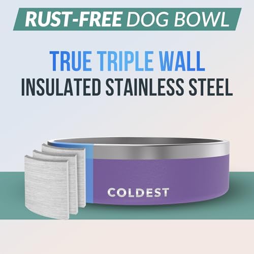 Coldest Dog Bowl - Anti Rust Metal, Non Slip, 3 Layers Insulated Stainless Steel Dog Bowls - Spill Proof & Heavy Duty - Water Bowl for Dogs, Cats & Pets, Dish Washer Safe (42 oz, Galaxy Purple) - Image 3