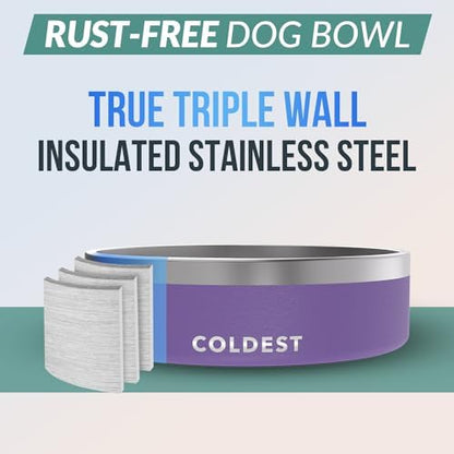 Coldest Dog Bowl - Anti Rust Metal, Non Slip, 3 Layers Insulated Stainless Steel Dog Bowls - Spill Proof & Heavy Duty - Water Bowl for Dogs, Cats & Pets, Dish Washer Safe (42 oz, Galaxy Purple) - Image 3