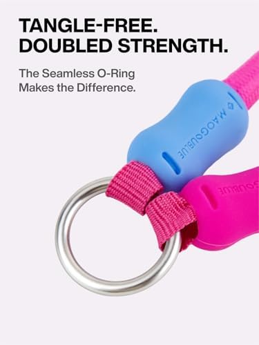 Tangle-Free Double Dog Leash Coupler No-Tangle O-Ring & 360° Swivel Clip,Extension Rope for Large Medium Dogs Over 40 lbs (Pink Lemonade Puff, 20'') - Image 3