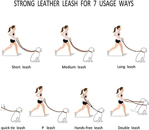 Guiding Star 8ft Leather Dog Leash - Soft Multi-Function 6 in 1 Training Walking Leash, Hands Free, Dual, Crossbody for Small, Medium and Large Dogs, Service Dogs - Red - Image 2