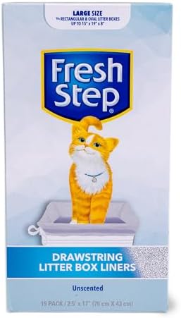 Fresh Step Drawstring Cat Litter Liners, Unscented, 2.5 ft x 17 in, 15 Ct by FreshStep
