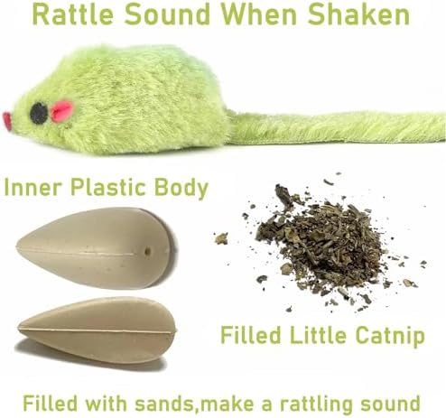 12PCS Cat Mouse Toys, Faux Fur Interactive Catnip Mice - Image 3