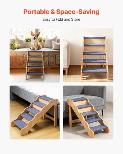 VEVOR Wood Pet Stairs, 5-Step Dog Stairs for High Beds, Sofa & Cars, 150lbs Load Capacity, Non-Slip Surface, Stable Cat & Dog Step Ladder for Small Medium Large Older Pet Puppy Essentials - Image 6