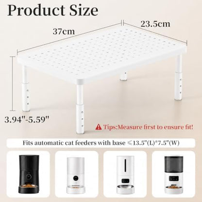 Adjustable Automatic Cat Feeder Stand - Elevated Cat Feeder Stand with 3 Height Settings, Fits Most Automatic Feeders & Tradition Bowls, Raised Pet Feeding Table Station for Cats & Small Dogs - White - Image 4