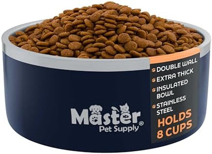 Master Pet Supply Stainless Steel Dog Bowls 64 oz Heavy Duty Navy Blue by MasterPetSupply
