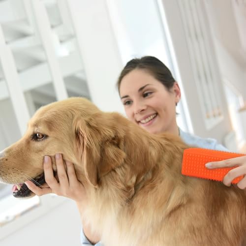 PEUTIER 2pcs Silicone Pet Hair Brushes, Convenient Block Roller Cleaner Reusable Pet Hair Carpet Brush Portable Carpet Cleaner Roller for Furnishings Sofa Carpets Couch Bedding (Yellow & Orange) - Image 3