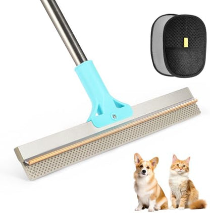 Carpet Rake for Pet Hair Removal, 2 in 1 TPU and Copper Rake Teeth, Adjustable Long Handle, Double-Sided Reusable Dog Cat Fur Remover with Hair Removal Glove, Pet Fur Rake for Rugs, Mats by Unknown