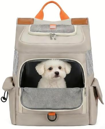 Small Dog Cat Backpack Carrier, Soft Large Space Cat Bubble Backpack, Breathable Cat Carrier, Shaded Dog Backpack Carrier for Travel (White Backpack) by Unknown
