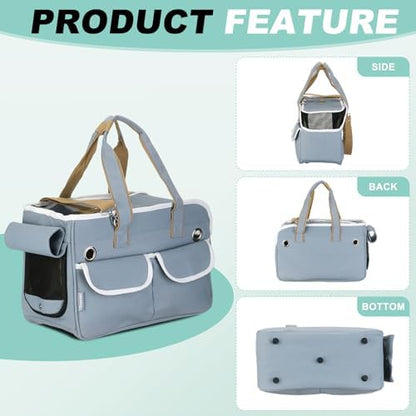 Cat Carrier for Pet Blue Dog Cat Carrying Case Up to 16.5 lbs - Image 4