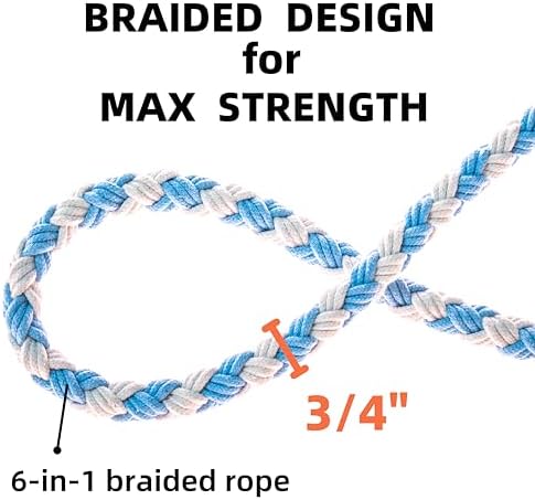 5FT Braided Cotton Rope Leash for Small, Medium and Large Dogs,Blue & White Color - Image 7