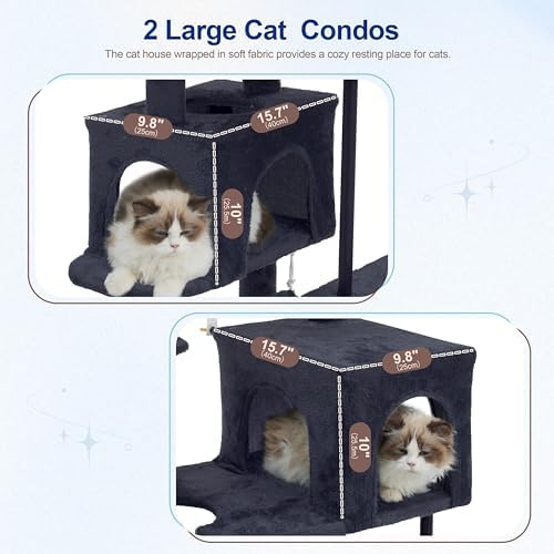 Gitelsnour Cat Tree Tower with Sturdy Steel Tube for Indoor Cats GCT014G - Image 2