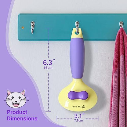 Cat Brush for Grooming and Shedding, Self-Cleaning Silicone Brush for Short and Long Haired Cats, Cat Gifts for Pet Lovers (purple) - Image 7