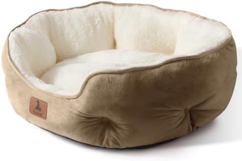 Asvin Small Dog Bed for Small Dogs, Cat Beds for Indoor Cats, Pet Bed for Puppy and Kitty, Extra Soft & Machine Washable with Anti-Slip & Water-Resistant Oxford Bottom, Light Brown, 20 inches by Unknown