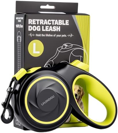 96.85ft Automatic Retractable Dog Leash, Flexi Leash Heavy Duty Anti-Tangle Reflective Nylon Tape, One-Click Brake Lock, Ergonomic Handle, 360° Swivel Hook for Medium to Large Dogs by Unknown