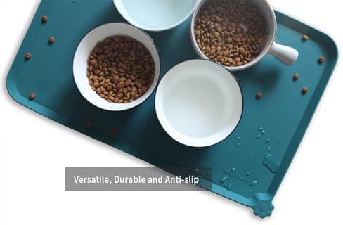 Hoki Found L Silicone Pet Food Mats - Non Slip Dog Cat Bowl Placemats - Waterproof Dog Cat Food Mats - For Carpet & Sicilian Ocean - Image 4