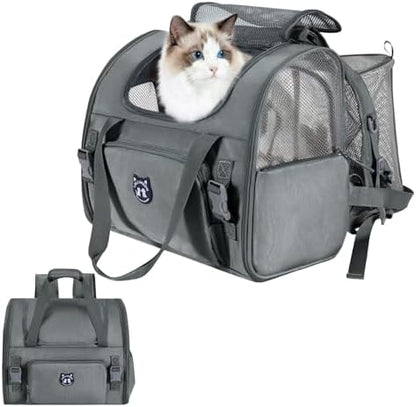 Lollimeow Expandable Cat Carrier Backpack for Large Cats - Airline Approved Pet Carrier Backpack for Small Dogs, Hiking & Travel, Waterproof with Breathable Mesh, 14lbs Capacity (Dark Grey, Standard) by Lollimeow
