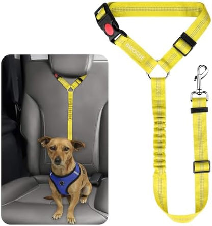 BWOGUE Dog Seat Belt for Car, Headrest Restraint Bungee Lead, Yellow by BWOGUEPetHome