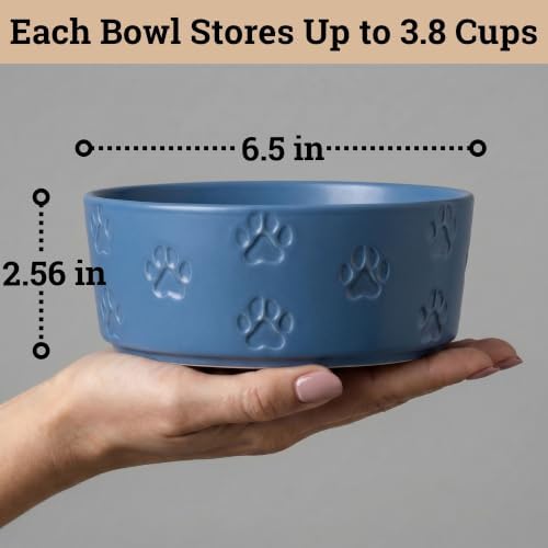 Ceramic Dog Bowl Set of 2 w/ Anti-Skid Base 6.5"W x 2.5"H, 3.8 Cup Capacity - Image 6