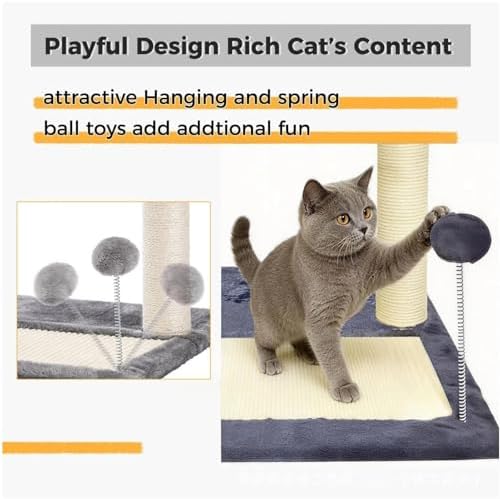 Cat Scratching Post, 19.69" H(50cm) Cat Tree with Cat Bed, Scratching Posts for Indoor Cats with Two Plush Balls Toy, Small Cat Tree for Kittens/Cats Playing and Relaxing (20 in Grey Cat Tree) - Image 4