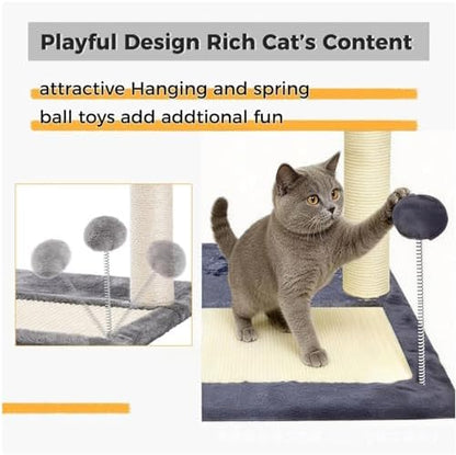 Cat Tree, 19.69" H(50cm) Cat Scratching Post with Cat Bed, Scratching Posts for Indoor Cats with Two Plush Balls Toy, Small Cat Tree for Kittens/Cats Playing and Relaxing - Image 4
