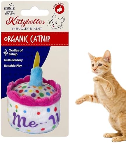 Huxley & Kent Plush Cat Toy - Interactive Catnip Toy for Cats & Kittens - Soft with Crinkle & Catnip - Fun Indoor Play - Mewow Cake by HuxleyKent