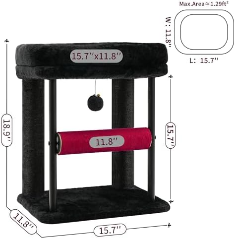 Hey-brother Cat Tree, Sturdy Tower with Sisal-Wrapped Columns, MPJ010SBR - Image 3