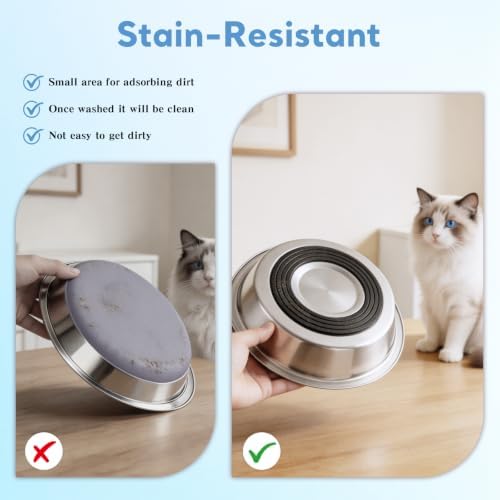 8Pcs Stainless Steel Cat Bowls, Cat Food Bowl with Non-Slip Silicone Bottom - Image 3
