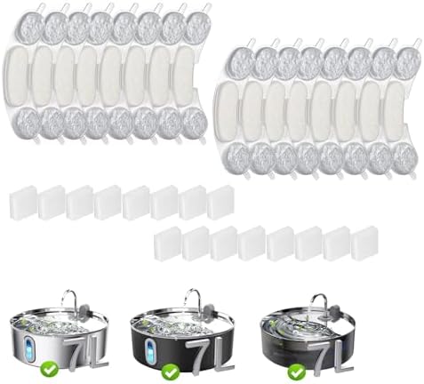32 Pack Dog Water Filter Replacement Compatible with Smartoo 7L / 236oz / 1.8Gal Stainless Steel Fountain，16 Filters + 16 Sponge for Large Dog Water Fountain by Unknown