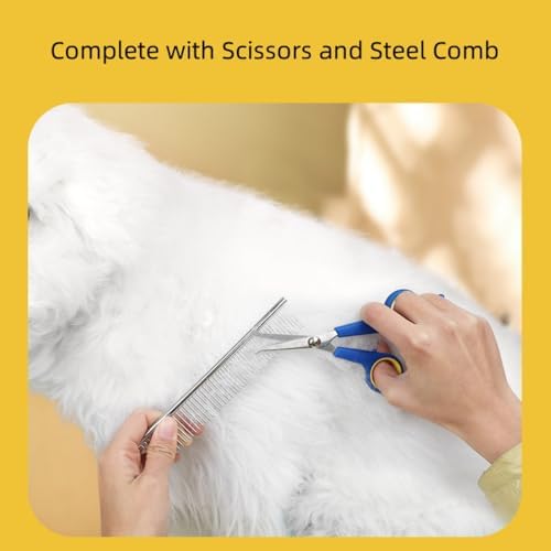 TSINGS Pet Grooming Tools 8-Piece Kit with Hair Comb, Steel Comb, Nail Clipper, File, Hair Clipper, Toothbrush, Bowl and Hair Removal Gloves - Image 2