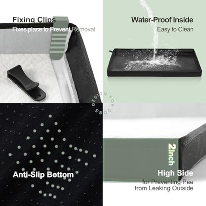 HQ4US 4LEGS Small Portable Dog Pee Pads Holder for Travel, Puppy Pad Holder Foldable Liner Base 23''x15'' Training Pad Holder with Fixing Clips, Dog Litter Box Waterproof, Easy Clean,Indoor Dog Potty - Image 3