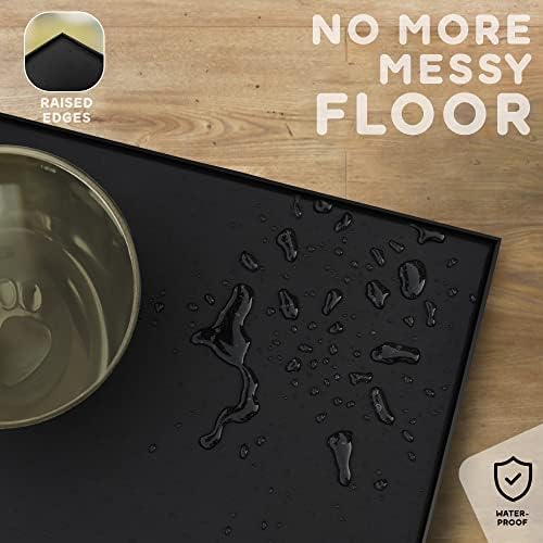Dog Food Mat - 28x18 Raised Edges Dogs Mat for Food and Water Prevent Spill, Waterproof Cat Food Mats Protect Floors, Easy Clean Dog Bowl Mats for Food and Water, Silicone Pet Feeding Placemats - Image 5